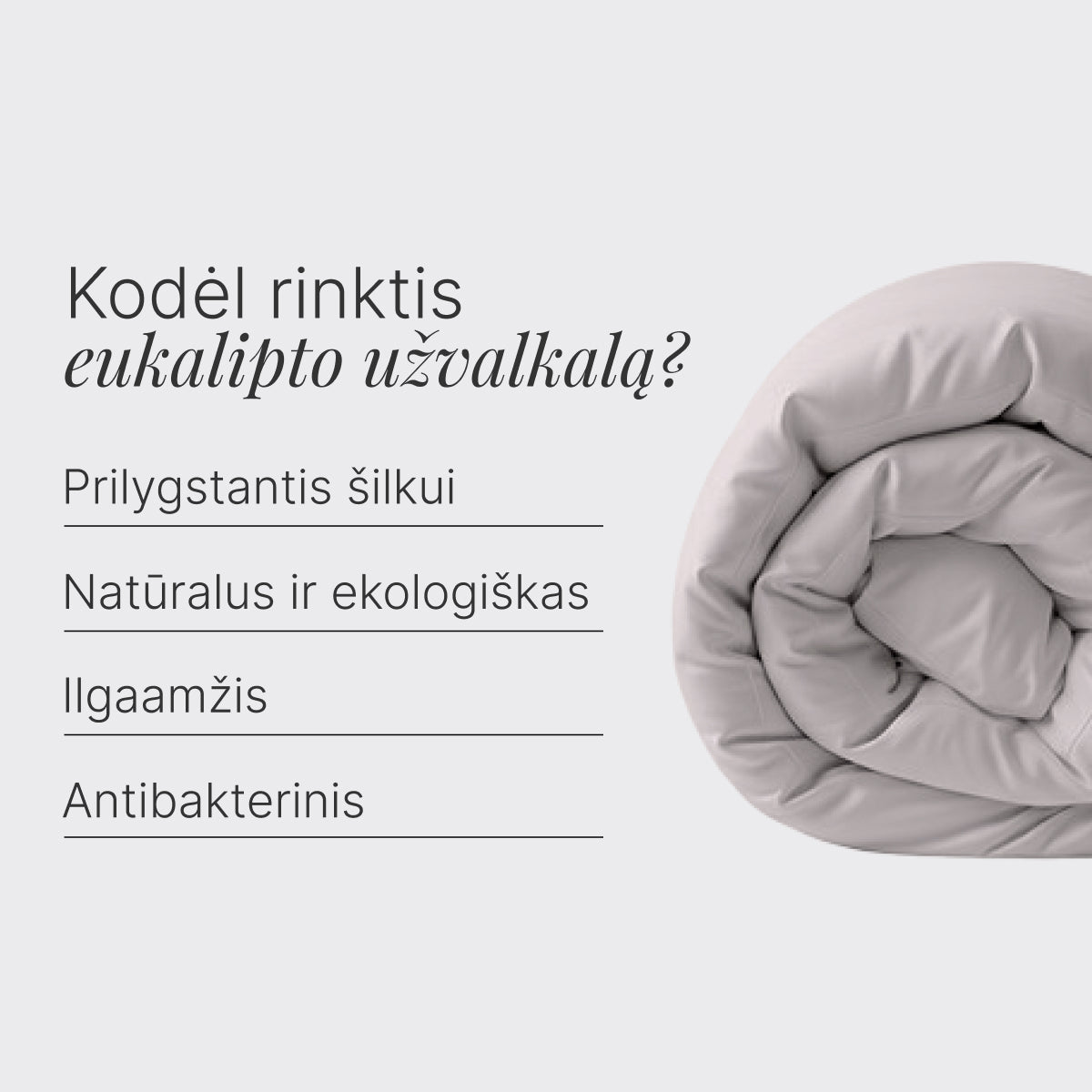 Eukalipto patalynės komplektas - Šviesiai pilka