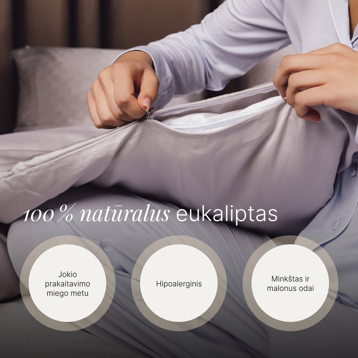 Eukalipto patalynės komplektas - Šviesiai pilka